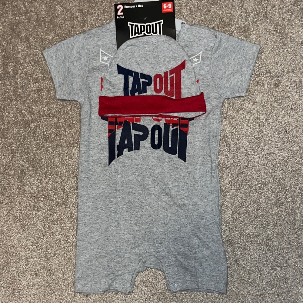 NWT TapOut Romper and Hat set sz 6-9 months